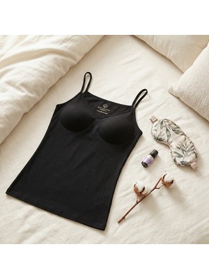 Feenia Bratlet Siyah Kendinden Pedli Sütyen Gerektirmeyen Kadın Atlet