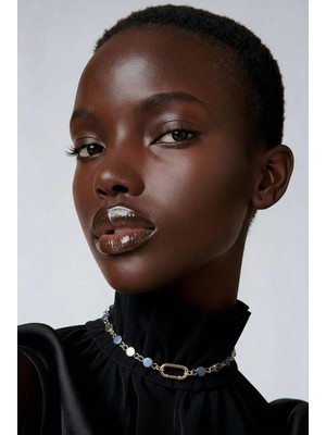 Altın Kaplama Hematit Taşlı Tasarım Choker