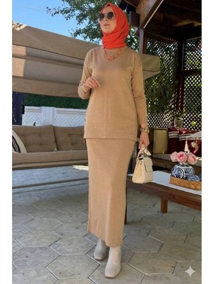 Rabia Şamlı Sezen Triko Takım Bej