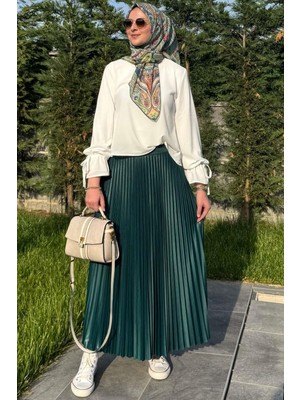 Rabia Şamlı Eliz Zümrüt Plise Etek