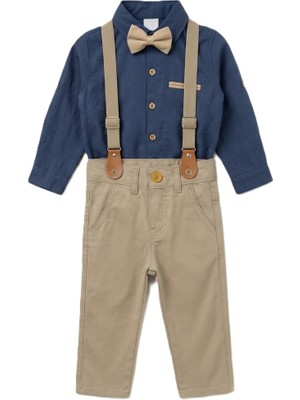 Teryy Erkek Çocuk Bayramlık Papyonlu Askılı Pantolon Takım Pamuklu Özel Gün Kombini 1-4 Yaş