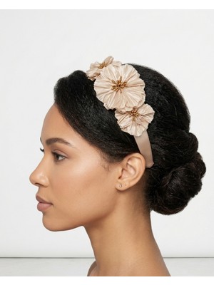 Zelice Tasarım Çiçek Güzeli Model Taç Bej