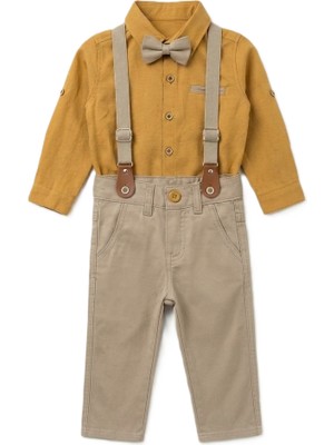 Teryy Erkek Çocuk Bayramlık Papyonlu Askılı Pantolon Takım Pamuklu Özel Gün Kombini 1-4 Yaş