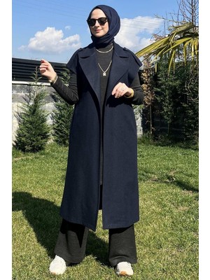Rabia Şamlı Apoletli Lacivert Yelek