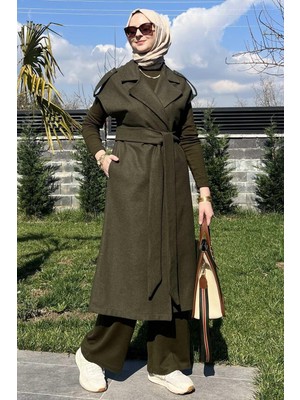 Rabia Şamlı Apoletli Haki Yelek