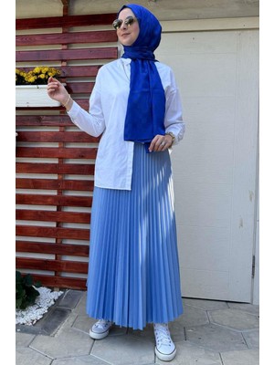 Rabia Şamlı Eliz Mavi Plise Etek