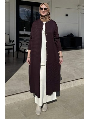 Rabia Şamlı Manolya Acı Kahve Triko Hırka