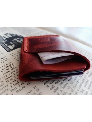 Mahfuz Hakiki Deri Tamamen El Emeği Minimalist Cüzdan Kartlık 9,5x7 cm  NLU392