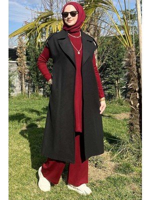 Rabia Şamlı Apoletli Siyah Yelek