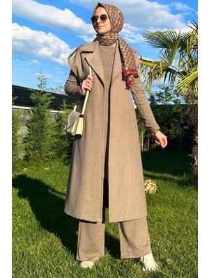 Rabia Şamlı Rabia Apoletli Vizon Yelek Tekstil Kumaş Özellikli Şık Tasarım Kadın Giyim