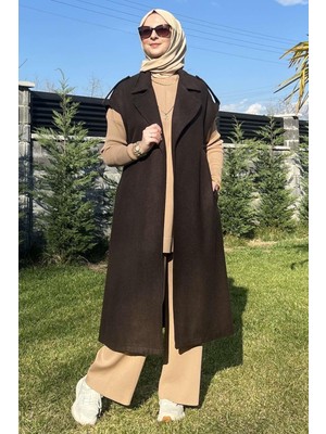 Rabia Şamlı Apoletli Acı Kahve Yelek