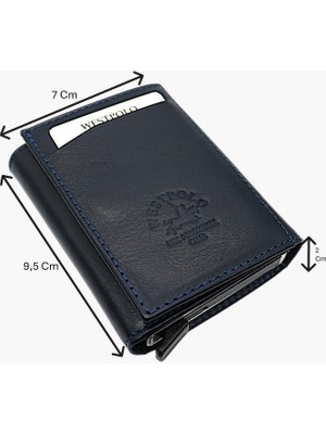 Westpolo Hakiki Deri Kağıt Para Bölmeli Unisex Mekanizmalı Cüzdan - Lacivet