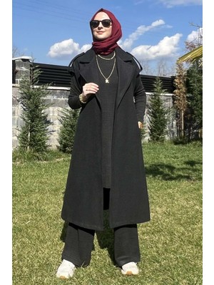 Rabia Şamlı Apoletli Antrasit Yelek