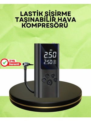 Zemira Home USB Şarjlı Taşınabilir Hava Kompresörü Dijital Ekranlı