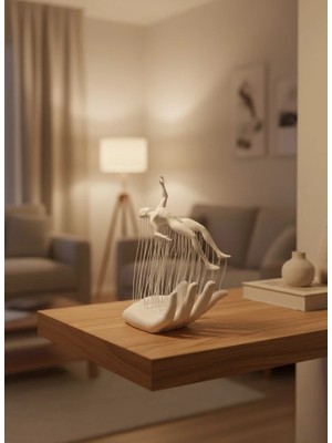 Zemira Home El Insan Figürü Beyaz Modern Soyut Tasarım Salon ve Ofis Dekorasyonu