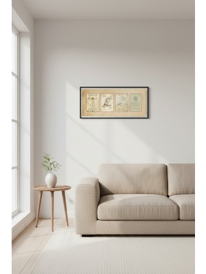 Leonardo Da Vinci Çizimleri Tablo Çerçeveli | Vintage Sanat Tablo