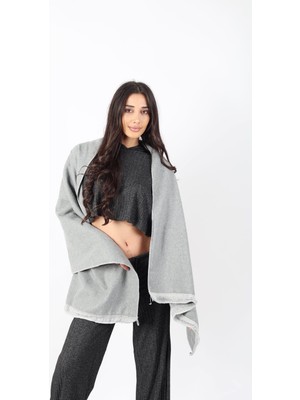 Zemira Home Şık Kullanım Pamuk Polyester Şal-Füme
