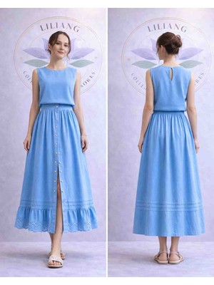 Gök Mavisi Etek/bluz Takım