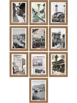 Eski Fotoğraflarla Hatay Antakya Çerçeve Görünümlü 10 Lu Ahşap Ta