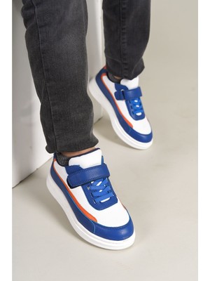 Marmara Qumasch 1015 - Star-X Çocuk Ayakkabı Mavi Beyaz Turuncu