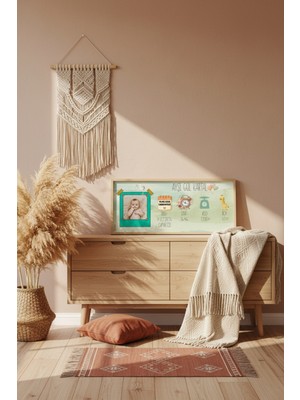Kişiye Özel Bebek Doğum Tablosu 60X25 cm Çerçeveli | Isimli Bebek