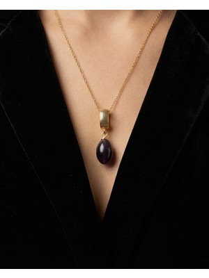 Altın Kaplama Açılabilir Klipsli Ametist Charm