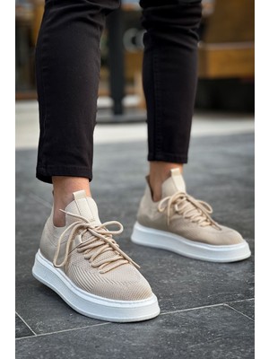 Roof Atelier Erkek Krem Triko Bağcıklı Spor Ayakkabı - 2408 - Tbt Fusion