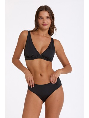 Argento Kadın Siyah Konfor V Yaka Çıkarılabilir Kaplı Balensiz Slip Bikini Takımı