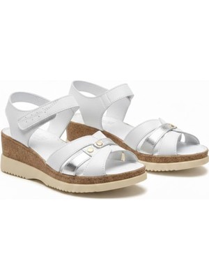 Ender Iç Dış %100 Hakiki Deri Dolgu Taban Kadın Sandalet