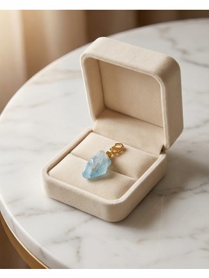 Altın Kaplama Açılabilir Klipsli Aquamarin ve Hematit Taşlı Charm