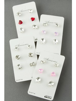 SiHako Karışık Taşlı Küpe 6 Adet