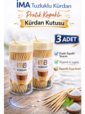 Marmara Qumasch Ima Tuzluklu Kürdan 3 Adet | Pratik Kapaklı Kürdan Kutusu