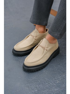 Roof Atelier Erkek Bej Süet Kalın Taban Casual Günlük Ayakkabı - 2404 - Sst Castle