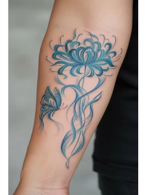 Tattoo Gerçekçi Renkli Lotus Çiçek Model Geçici Kol Bacak Geçici Sticker Yapıştırma Dövme