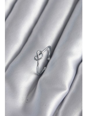 Gümüş Renk Düğüm Kalp Model Kadın Yüzük - Lisinya