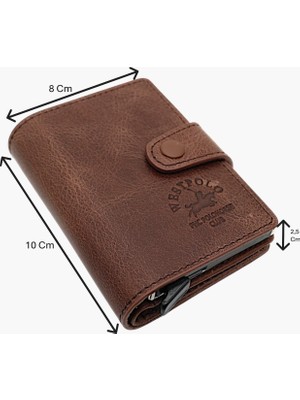 Westpolo Bol Kart Bölmeli Mekanizmalı Unisex Cüzdan - Kapuçino