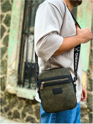 Marmara Qumasch CH102 - Stealht Kare Erkek Çanta Sıyah / Hakı