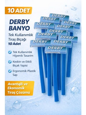 Marmara Qumasch Derby Banyo Tek Kullanımlık Tıraş Bıçağı 10 Adet Plastik Saplı Ekonomik Pratik Tıraş Jileti