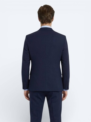 Kip Lacivert Düz Slim Fit Yün Karışımlı Takım Elbise