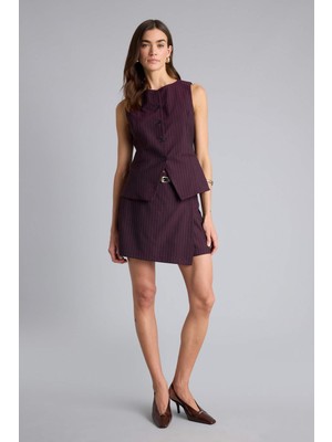 DeFacto Çizgili Kemerli Şort Etek G7828AX26SP