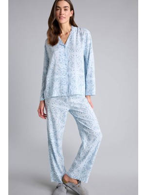 DeFacto Desenli Pijama Takımı Üst Alt F9824AX26SP