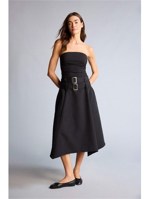 DeFacto Yüksek Bel Kemerli Midi Etek H5707AX26SP