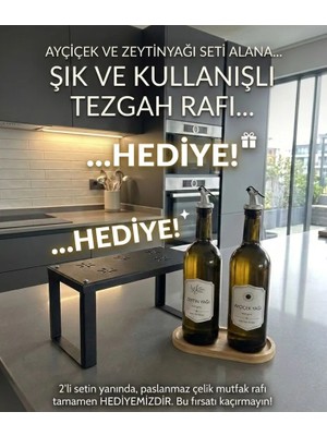 FORMVİA Viakitchen 2'li 750 ml Amber Cam Ayçiçek Yağı Şişesi Cam Yağlık Seti  Tezgah Üstü Raf Hediye
