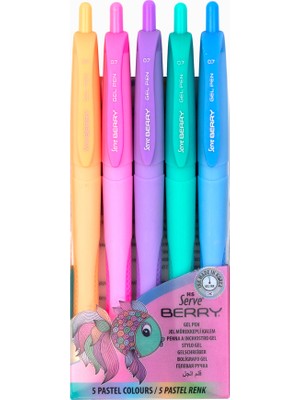 Serve Berry 0.7mm Quick Dry 5'li Pastel Jel Kalem Seti / BRGEL07B