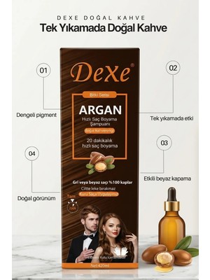 Dexe Doğal Kahve Saç Boyama Şampuanı | 20 Dakikada Hızlı ve Pratik Boya