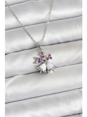 316L Çelik Zincir Gümüş Renk Chirtsmas Bell Model Yılbaşı Temalı Kadın Kolye - Lisinya