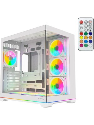 Rampage Kaızer Kumandalı 7*12CM Argb Fan+Kontrolcü Pwm Fanlı Atx/m-Atx Beyaz Oyuncu Kasası