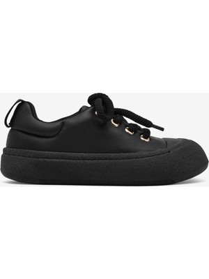 Tonny Black Kadın Siyah Rahat Kalıp Kauçuk Taban Bağcıklı Sneaker