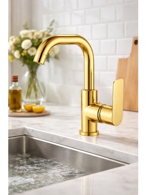 Fleko Mob Gold Kuğu Lavabo Bataryası