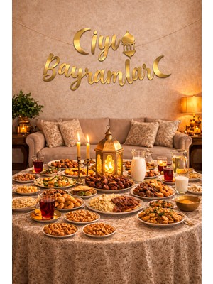 Pairla “3 Metre Led”, “iyi Bayramlar” Ramazan Süslemesi, Ramazan Hediyesi, Ramazan Bayramı Oda Mekan Süsleme Banner
